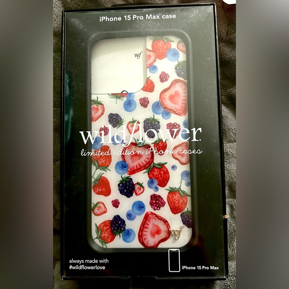 Wildflowers iPhone 15 Pro Max Case - Berry and Floral Pattern